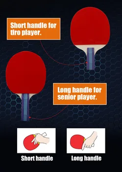 2pcs/Bolsa de raqueta de Tenis de Mesa Raqueta de Doble Cara de Espinillas En Corto/Largo Mango de Pala de Ping Pong Con 3 Bolas