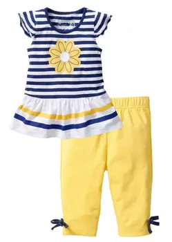 2Pcs de las Niñas de Bebé Niño Ropa de manga Corta Camiseta+Pantalones Pantalones de los Trajes de los Conjuntos de AU