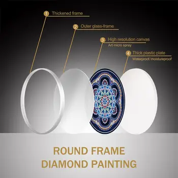 2Pcs Mandala Patrón Mural Tessles Diamante de la Pintura Con la Ronda de Marco 5D BRICOLAJE Diamante Bordado de punto de Cruz Decoración casera de la Pared de Regalo