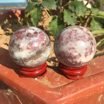 2pcs RUBELITA Turmalina Rosa de Cristal en Granito Esfera 65-75 g 25593