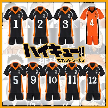 2pcs/set Karasuno de la Escuela secundaria Tsukishima Kei Uniformes de Haikyuu Cosplay Tops y pantalones Cortos Traje de Voleibol de Hombres Camisetas Casual Traje