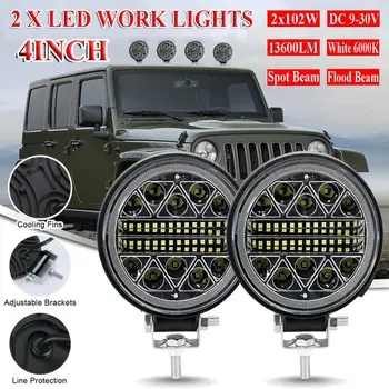 2x 4 204W 13600LM LED de Luz de Trabajo Offroad Coche 4WD Camión Tractor Remolque del Barco 4x4 ATV SUV 12 24V Punto de la Inundación LED de Luz de Conducción