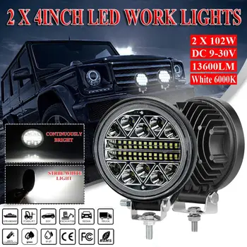 2x 4 204W 13600LM LED de Luz de Trabajo Offroad Coche 4WD Camión Tractor Remolque del Barco 4x4 ATV SUV 12 24V Punto de la Inundación LED de Luz de Conducción
