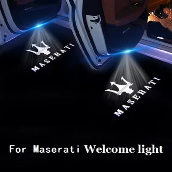2X LED de Luces de Bienvenida Para Maserati Quattroporte Levante Ghibli GranTurismo GranCabrio Puerta Logotipo de HD Proyectores 6000K Sombra Lámparas