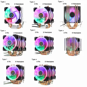 3/4 pines de la CPU Ventilador de Disipador de calor de Un 2/4/6 Heatpipe de Cobre RGB Fan Cooler De Intel 775/1150/1151/1155/1156/1366 y AMD Todas las Plataformas