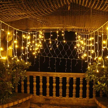 3.5 M 96Leds Caída 0.5 /0.6/ 0.7 m LED Cadena de Lámparas Cortina de Carámbano de Luz para la fiesta de Navidad de Vacaciones de la Fiesta de la Boda Decoración del Jardín 24001