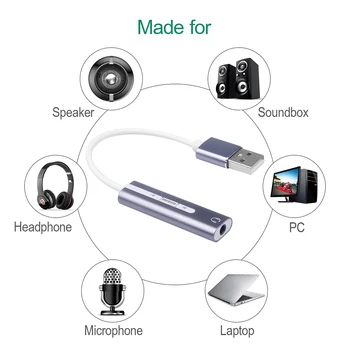 3.5 mm USB 3.0 Tipo C 2 EN 1 Tarjeta de Sonido Externa Interfaz de Audio del Micrófono de los Auriculares Adaptador para PC Portátil USB de la Tarjeta de Sonido
