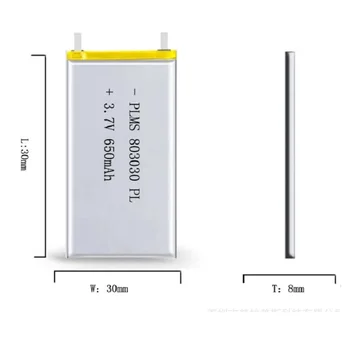 3.7 V 650mah 803030 de Polímero de Litio LiPo Batería Recargable Para Mp3, Mp4 y Mp5