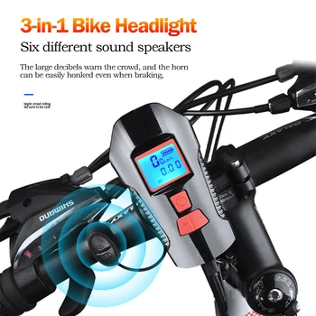 3 en 1 Bicicleta Luz Delantera de la Bicicleta de Luz de la Bicicleta del Faro Impermeable Linterna Recargable USB Luces de Bicicleta Accesorios de Moto 29810