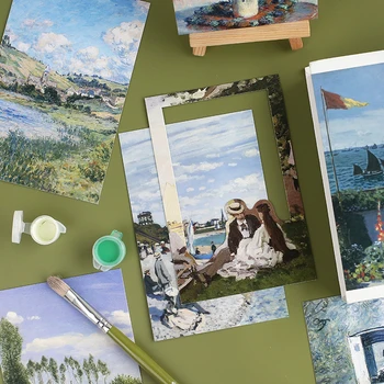 30 Pcs/Set Monet Impresión Europeo de la Pintura de Aceite Postal DIY Tarjetas de Felicitación Revista de Decoración