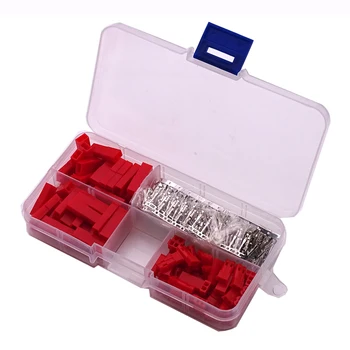 300Pcs 2,54 mm JST SYP 2-Pin Hembra y Macho Rojo de la caja de Enchufe Crimp Terminal del Conector del Kit Kit de BRICOLAJE