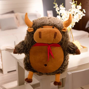 30cm Esponjoso Muñeca Adorable Toro Demonio Ganado Juguete de la Felpa de Peluche de la Grasa de la Vaca Animales de peluche De Regalo del Bebé de Peluche Muñeca De Colección