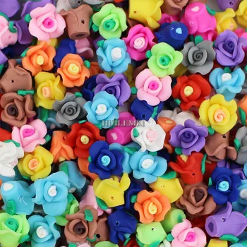30pcs/lot 13mm Mixto de Color de la Arcilla del Polímero de la Flor Rosa Flor Espaciador Suelta Perlas para DIY Collar Pulsera de la Joyería Suministros