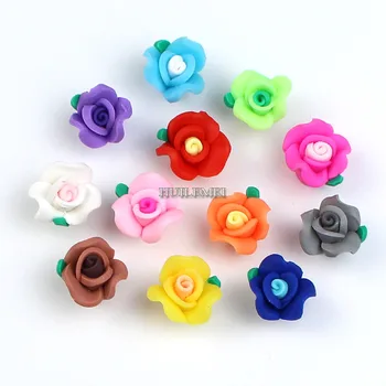 30pcs/lot 13mm Mixto de Color de la Arcilla del Polímero de la Flor Rosa Flor Espaciador Suelta Perlas para DIY Collar Pulsera de la Joyería Suministros