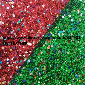30x134CM de Navidad Rojo y Verde Grueso Brillo de Cuero de la Tela para el BRICOLAJE P1277