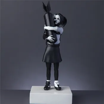 32CM de Arte Moderno de la Bomba Hugger Negro blanco Rojo Blanco Banksy Bomba Chica de Arte en la Calle de la Resina de la Estatua Creativo Regalo de Escritorio Decoración