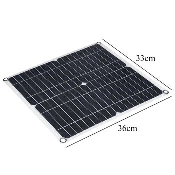 35W Panel Solar 12V/5V 5 in1 Doble USB de células Solares Monocristalinas con Cargador de Coche para Acampar al aire libre Luz de Emergencia 65981