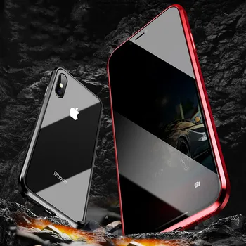 360 de Protección de la Privacidad de Vidrio, Metal Magnético Caso Para el iPhone XS Max XR XS X 7 8 6 6S Plus Anti-Peeping Caso Para el iPhone 11 Pro Max