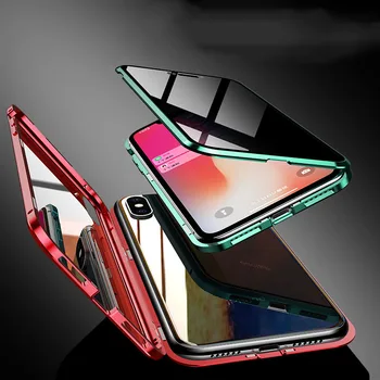 360 de Protección de la Privacidad de Vidrio, Metal Magnético Caso Para el iPhone XS Max XR XS X 7 8 6 6S Plus Anti-Peeping Caso Para el iPhone 11 Pro Max