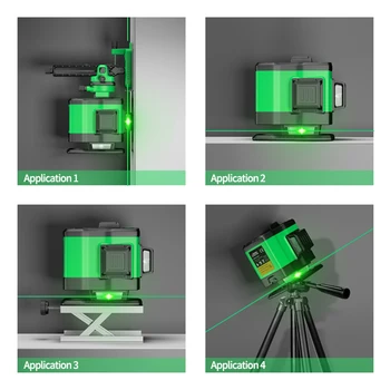 3D Auto-nivelación Láser Verde de Nivel 12 Líneas de 360 Láser de Nivelación de Dispositivo Herramientas de Construcción de Nivel de Trípode Instrumento de Líneas Cruzadas 11575