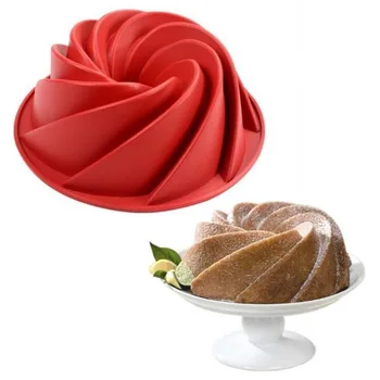 3D de Gran Remolino Forma de Silicona Pastel de Mantequilla el Molde de Cocina para Hornear Herramientas de Formulario para la Torta de la Panadería la asadera para hornear Molde de la Torta de Pan