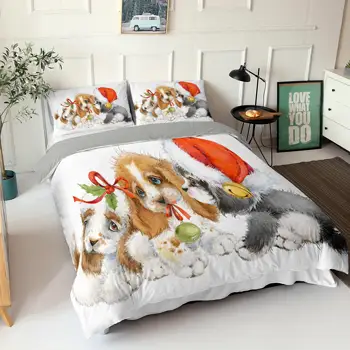 3D Digital Impresa Perro ropa de Cama de los Niños funda de Edredón de cama con colchón con la Vergüenza de 2/3 de funda de Edredón de Navidad Cama Doble Queen