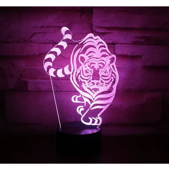 3D LED Luz de la Noche del Tigre Venir a Usted con 7 Colores de Luz para la Decoración del Hogar de la Lámpara Increíble Visualización Ilusión Óptica Impresionante