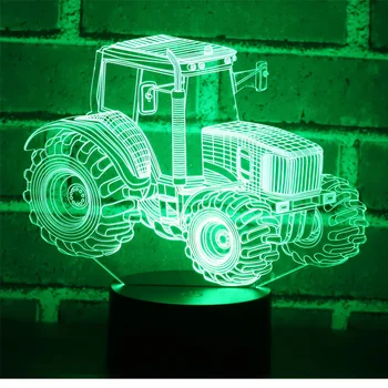 3D LED Luz de la Noche Dinámico Tractor, Coche con 7 Colores de Luz para la Decoración del Hogar de la Lámpara Increíble Visualización de Ilusión Óptica 142644