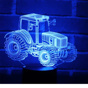 3D LED Luz de la Noche Dinámico Tractor, Coche con 7 Colores de Luz para la Decoración del Hogar de la Lámpara Increíble Visualización de Ilusión Óptica