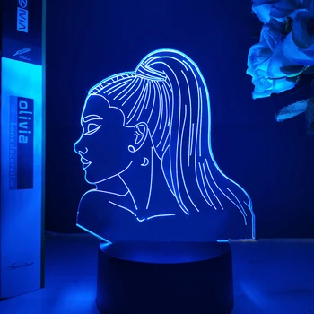 3d Luz de la Noche la Cantante Ariana Grande Regalo para los Fans del Dormitorio de la Decoración de la Luz Led Táctil Usb de la Tabla de Color de la Lámpara a Batería Luz de la Noche