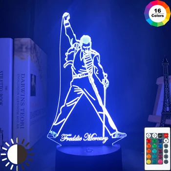 3d Luz de Noche Led de la Lámpara del Cantante Británico Freddie Mercury Figura Lamparita de noche para Office Hogar Decoración Mejores Fans de Regalo Dropshipping 33888