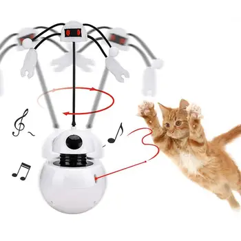 3in1 Gato Eléctrico Juguetes Interactivos Teaser Girando Vaso Gatito de Luz de Juguete con Sonido Multifunción Juego de Juguete para Gatos
