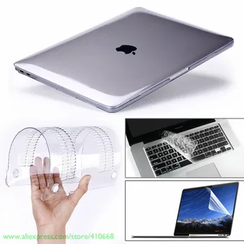 3in1 Mate de Cristal Transparente Duro Caso de Shell Para el MacBook Air Pro Retina 11 13 15 Toque la barra de A1989 A1990 2018 2017 2016 2013 2012