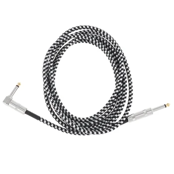 3m 10 pies Duradera Mono Cable de Audio macho a Macho, Negro, Blanco Tejió la Capa de Alambre de Cobre de Cable de 6.3 mm para Instrumentos Eléctricos