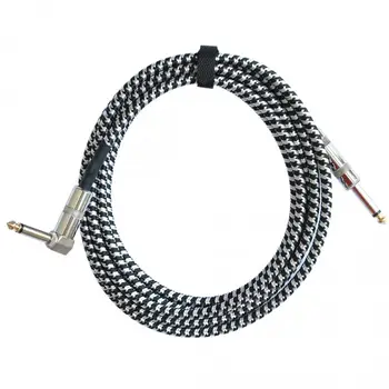3m 10 pies Duradera Mono Cable de Audio macho a Macho, Negro, Blanco Tejió la Capa de Alambre de Cobre de Cable de 6.3 mm para Instrumentos Eléctricos