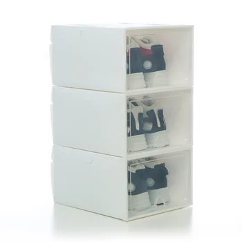 3pc AJ caja de zapatos Transparente de gran Capacidad de almacenamiento de cajas de zapatos espesado a prueba de polvo los zapatos organizador caja Apilable combinación 22533