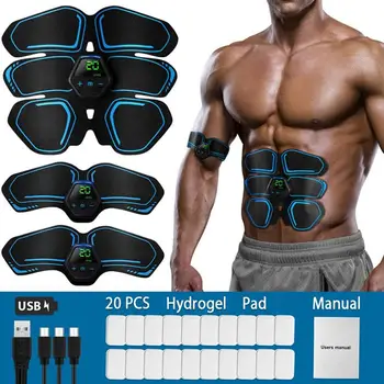 3pcs EMS Recargable USB Smart Eléctrico de la Pérdida de Peso Pegatinas Abdominal Estimulador Muscular Entrenador con Pantalla LCD Ajuste de Equipos