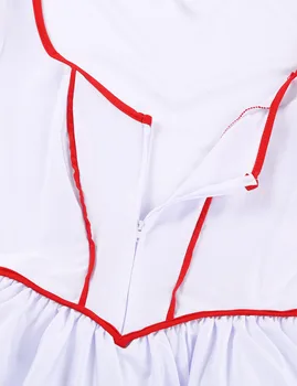 3Pcs Mujeres Adultos de Enfermera Traviesa Traje de Cosplay de Halloween Traje de Fiesta Escote corazón Vestido Mini con la cabeza y Cinturón