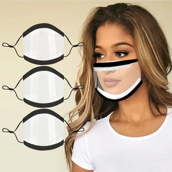 3PCS Máscaras de Adultos labio Masque totalmente transparente esponja cojín de la Máscara de la Cara de la Moda Expresión Visible de la Boca Cubierta Unisex Mascarillas