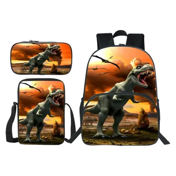 3Pcs/Set de Animales de la Impresión 3D de Dinosaurios Chicos de la Escuela secundaria de la Mochila de Cool Kids Bolsa de Hombro para el de secundaria Bolsas para las Niñas
