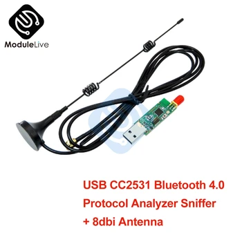 4.0 Inalámbrica Zigbee CC2531 CC2540 Sniffer BTool Paquete del Analizador de Protocolo de la Interfaz USB Dongle Modulo de Captura con Antena de 8dbi 15201