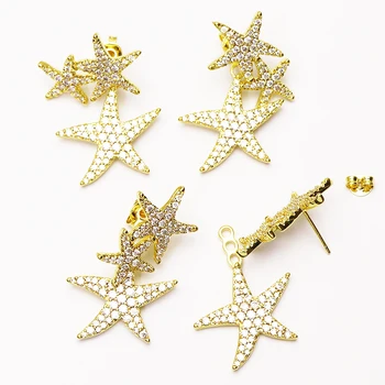 4 Pares de Metal Estrellas Cuelgan aretes de Allanar zirconia estrella de los pendientes de las mujeres de la joyería pendientes de la Gota de Regalo para las mujeres de la joyería Fashion41294
