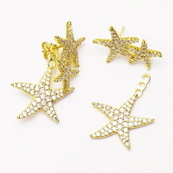 4 Pares de Metal Estrellas Cuelgan aretes de Allanar zirconia estrella de los pendientes de las mujeres de la joyería pendientes de la Gota de Regalo para las mujeres de la joyería Fashion41294