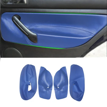 4 Puertas Azul Suave de Cuero Apoyabrazos de la Puerta de la Cubierta Para VW Golf 4 MK4 Bora Jetta 1999 - 2005 Coche Apoyabrazos de la Puerta Panel de la Cubierta de Piel de Recorte