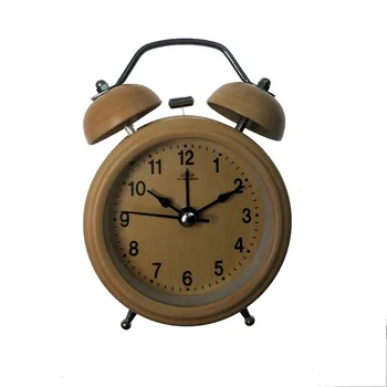 4 pulgadas Pequeña lámpara de noche de Madera de la Alarma del Reloj de los Niños de la Cabecera de la Campana con el timbre de Alarma mini relojes de Alarma Kid Reloj despertador
