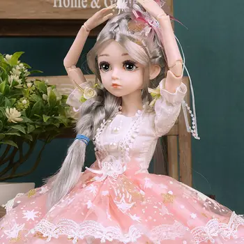 45cm princesa hermosa muñeca con un vestido de ropa de 1/3 de la muñeca BJD 20 conjunta bella de oro de la princesa de cabello puede elegir regalos para niñas