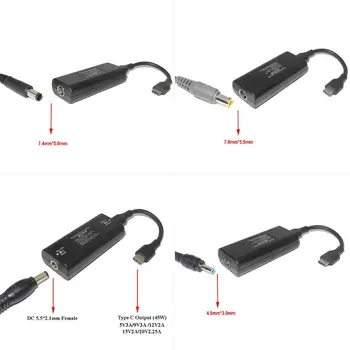 45W Mini fuente de Alimentación de CC del Adaptador de Cargador Conector USB Tipo C Convertidor de Lenovo, Hp, Asus Ordenador PC Portátil Accesorios