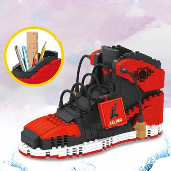 474pcs zapatillas de deporte de bloque de construcción sostenedor de la pluma de los deportes de zapatos de baloncesto de pequeñas partículas de ladrillos Lápiz de la caja de juguetes para los Niños 178320
