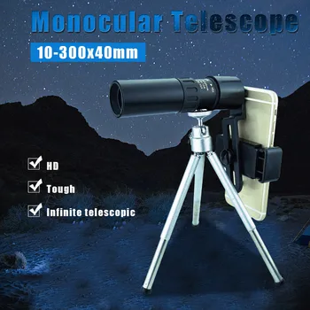 4k de 10 300x40mm Súper Teleobjetivo Zoom Monocular Telescopio Conjunto Con Trípode para Smartphone Titulares Portátil Para la Playa, de Viaje Portátil