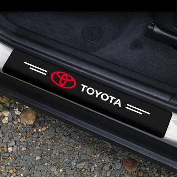 4pcs Car Emblema de Fibra de Carbono de la etiqueta Engomada de Auto Umbral de la Puerta Protector de Calcas para Toyotas Corolla Yaris Rav 4 Auris Camry C-hr 86 Prius